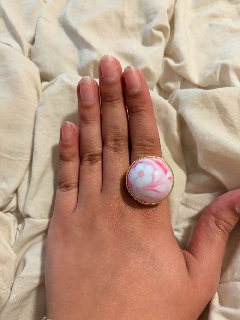 Free People Swirled Pink Floral Dome Statement Ring
